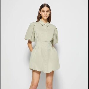 Johnathan Simkhai Cleo Pleated Poplin Balloon Pintuck Mini dress